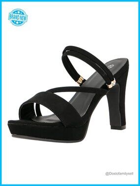 Women's Chunky High Heels Slingback Sandals Open Toe Ankle Strap Platform Dress